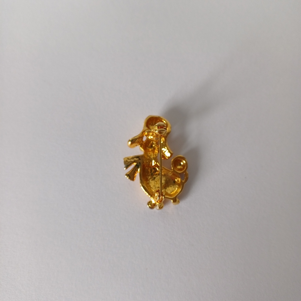 Gold Tone Poodle Brooch 1 1/4" - Picture 3 of 4